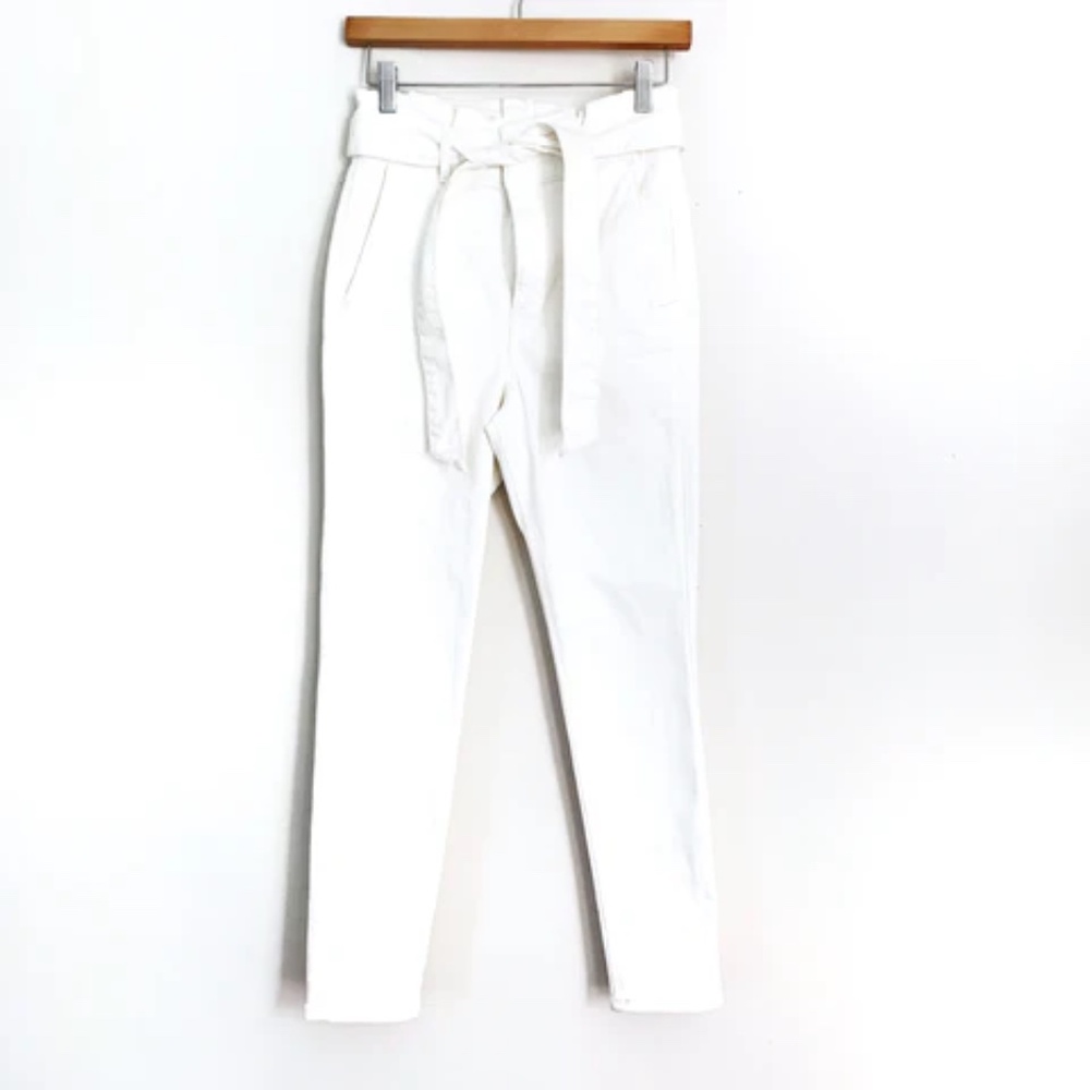 Express High-Rise White Paperbag Waist Jeans